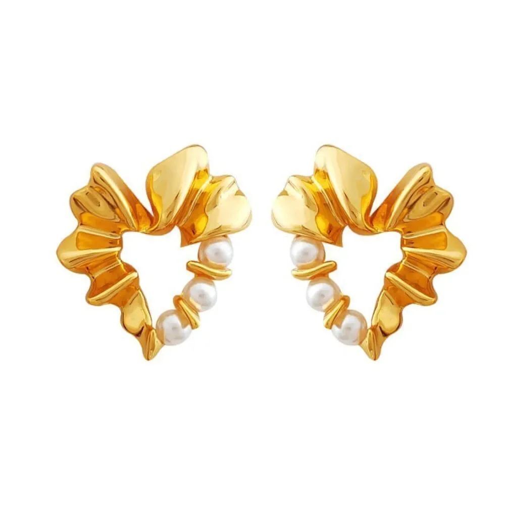 Pearl heart earrings N1109